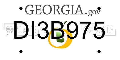 DI3B975 Georgia License Plate