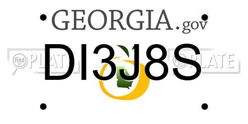 DI3J8S Georgia License Plate