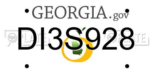 DI3S928 Georgia License Plate