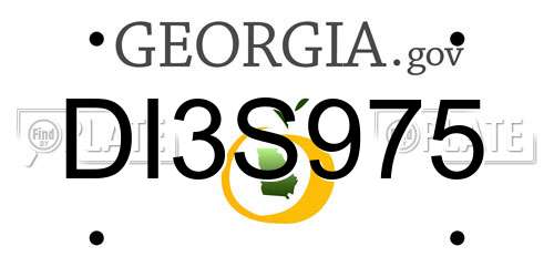 DI3S975 Georgia License Plate