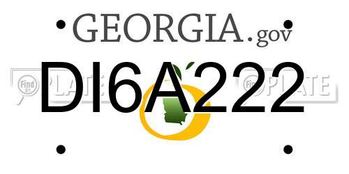 DI6A222 Georgia License Plate