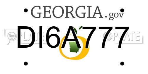 DI6A777 Georgia License Plate