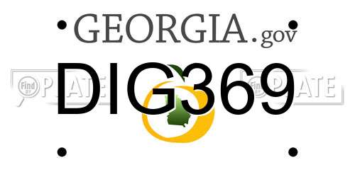 DIG369 Georgia License Plate