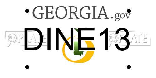 DINE13 Georgia License Plate