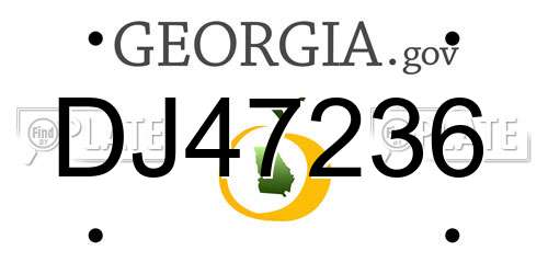 DJ47236 Georgia License Plate