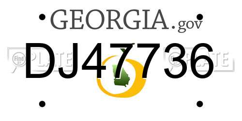 DJ47736 Georgia License Plate
