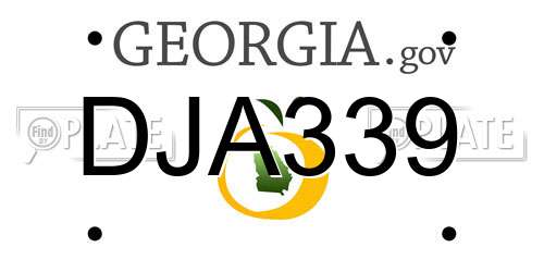 DJA339 Georgia License Plate