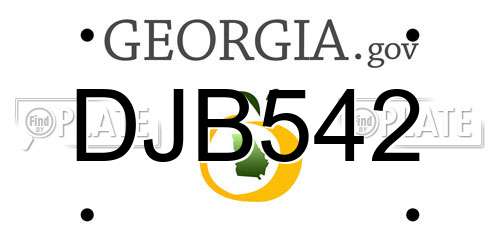 DJB542 Georgia License Plate