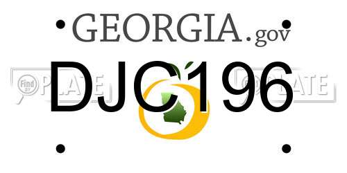 DJC196 Georgia License Plate