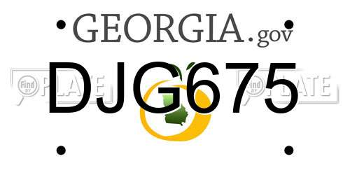DJG675 Georgia License Plate
