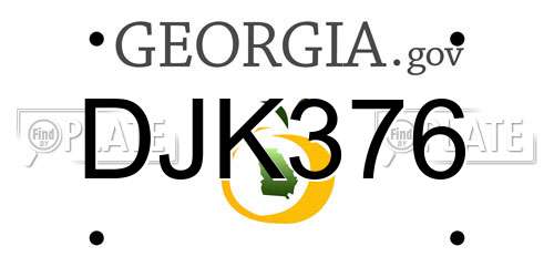 DJK376 Georgia License Plate