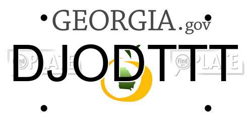 DJODTTT Georgia License Plate