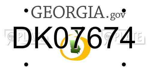DK07674 Georgia License Plate