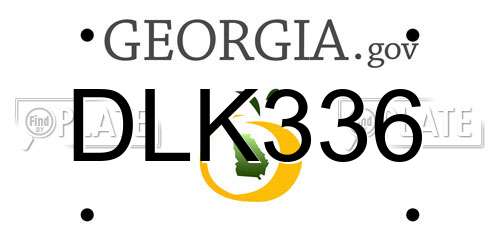 DLK336 Georgia License Plate