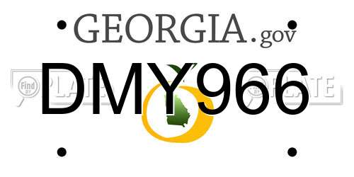 DMY966 Georgia License Plate