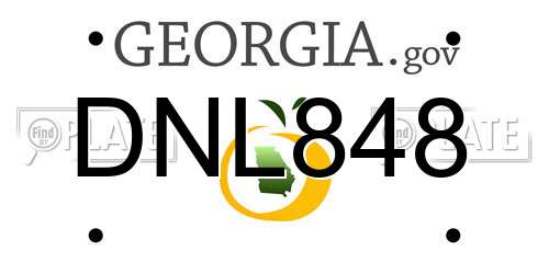 DNL848 Georgia License Plate