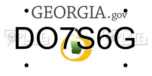 DO7S6G Georgia License Plate