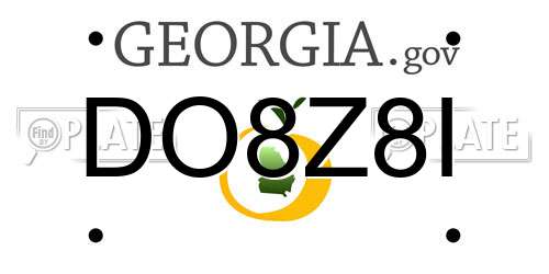 DO8Z8I Georgia License Plate