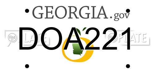 DOA221 Georgia License Plate