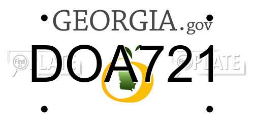 DOA721 Georgia License Plate