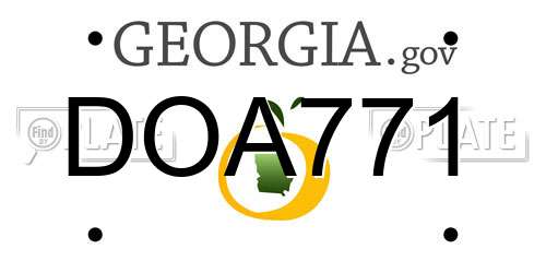 DOA771 Georgia License Plate