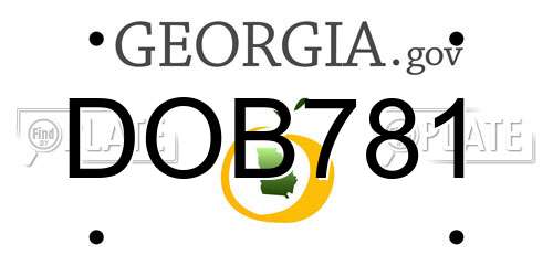 DOB781 Georgia License Plate