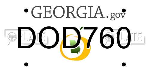 DOD760 Georgia License Plate