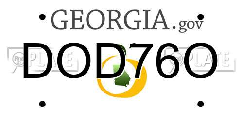 DOD76O Georgia License Plate