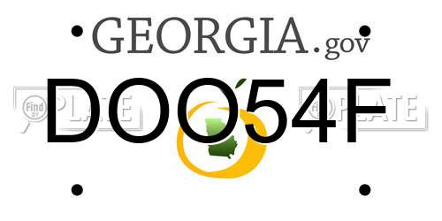 DOO54F Georgia License Plate