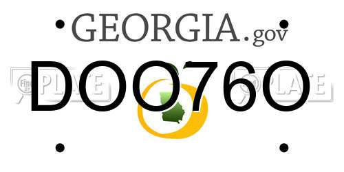 DOO76O Georgia License Plate