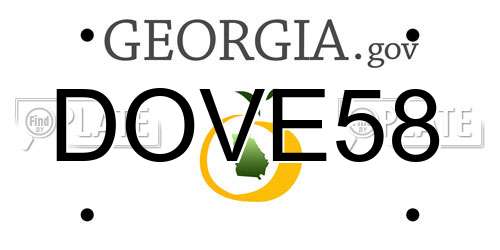 DOVE58 Georgia License Plate
