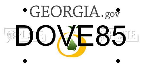 DOVE85 Georgia License Plate