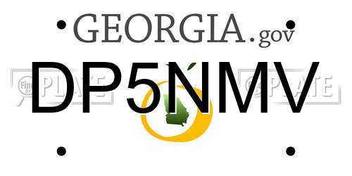 DP5NMV Georgia License Plate