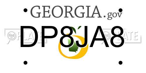 DP8JA8 Georgia License Plate