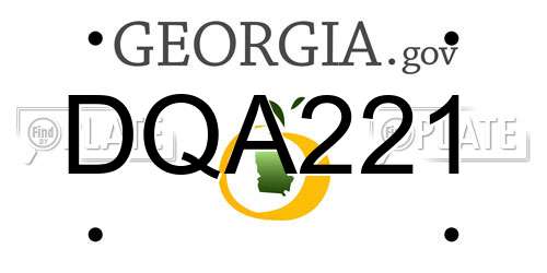 DQA221 Georgia License Plate