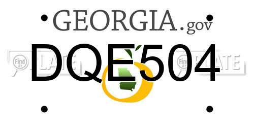 DQE504 Georgia License Plate