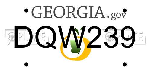 DQW239 Georgia License Plate