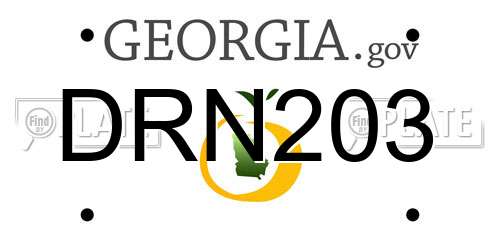 DRN203 Georgia License Plate