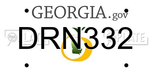 DRN332 Georgia License Plate