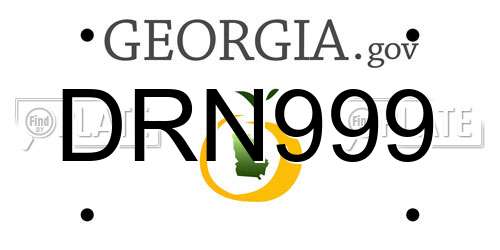 DRN999 Georgia License Plate