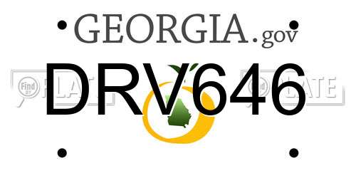 DRV646 Georgia License Plate