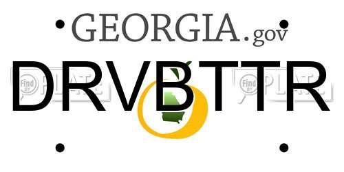 DRVBTTR Georgia License Plate