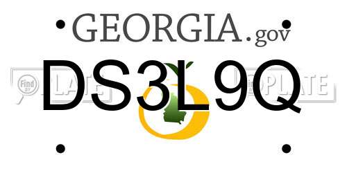 DS3L9Q Georgia License Plate