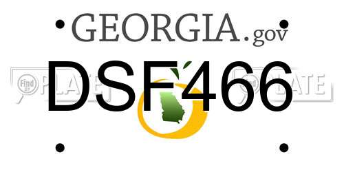 DSF466 Georgia License Plate