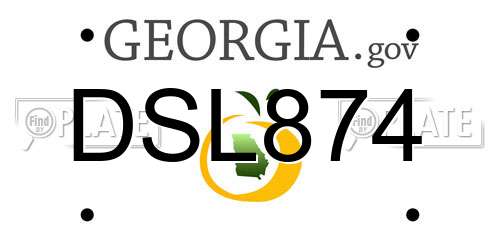 DSL874 Georgia License Plate