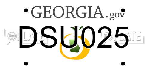 DSU025 Georgia License Plate