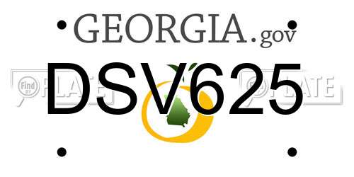 DSV625 Georgia License Plate