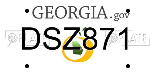 DSZ871 Georgia License Plate