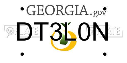 DT3L0N Georgia License Plate