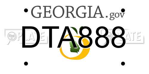 DTA888 Georgia License Plate